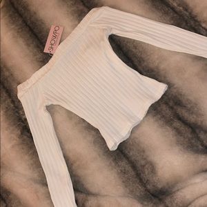 Adorable off the shoulder white top shirt